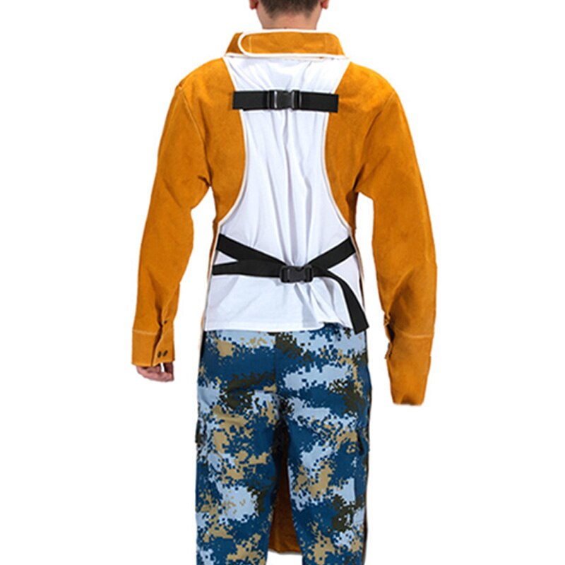 Tablier de soudure en cuir 105cm ignifuge à manches longues soudeur vêtements de protection tabliers Anti-échaudage résistant à l'usure