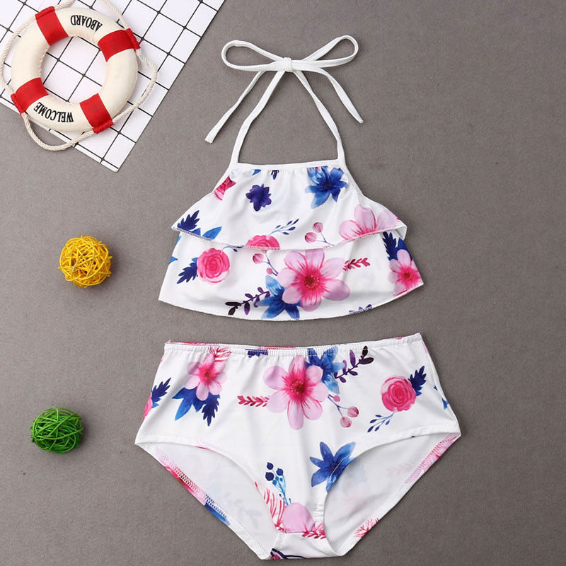Familie bijpassende badmode moeder dochter dames kinderen bloemenprint badpak baby meisjes badpakken halter bikini set