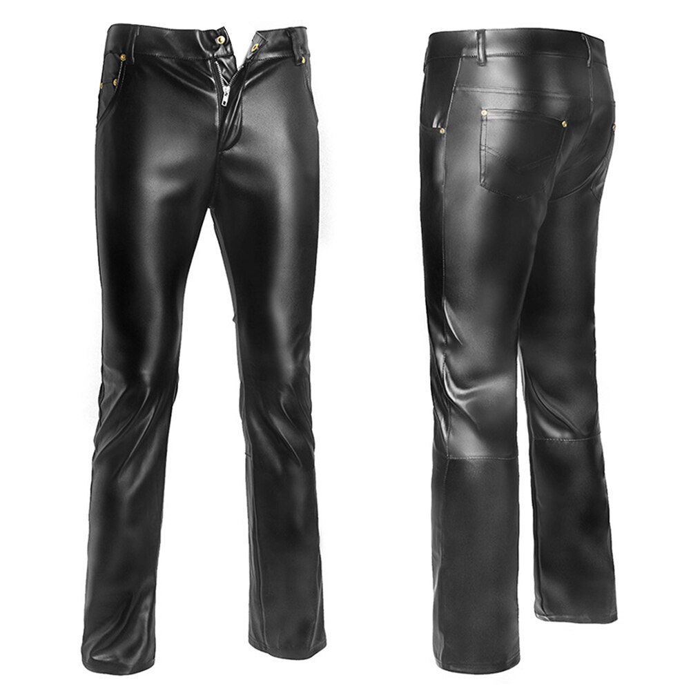 skinny leather pants men casual slim washing Locomotive leather pants men pants