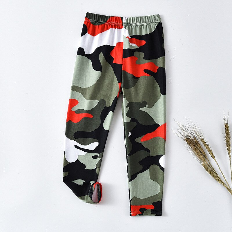 Girls Leggings Children Camouflage Pants Skinny Leggins For Girl All-match Teenager Slim Trousers Clothing 1-10years: Green / 5-6Y