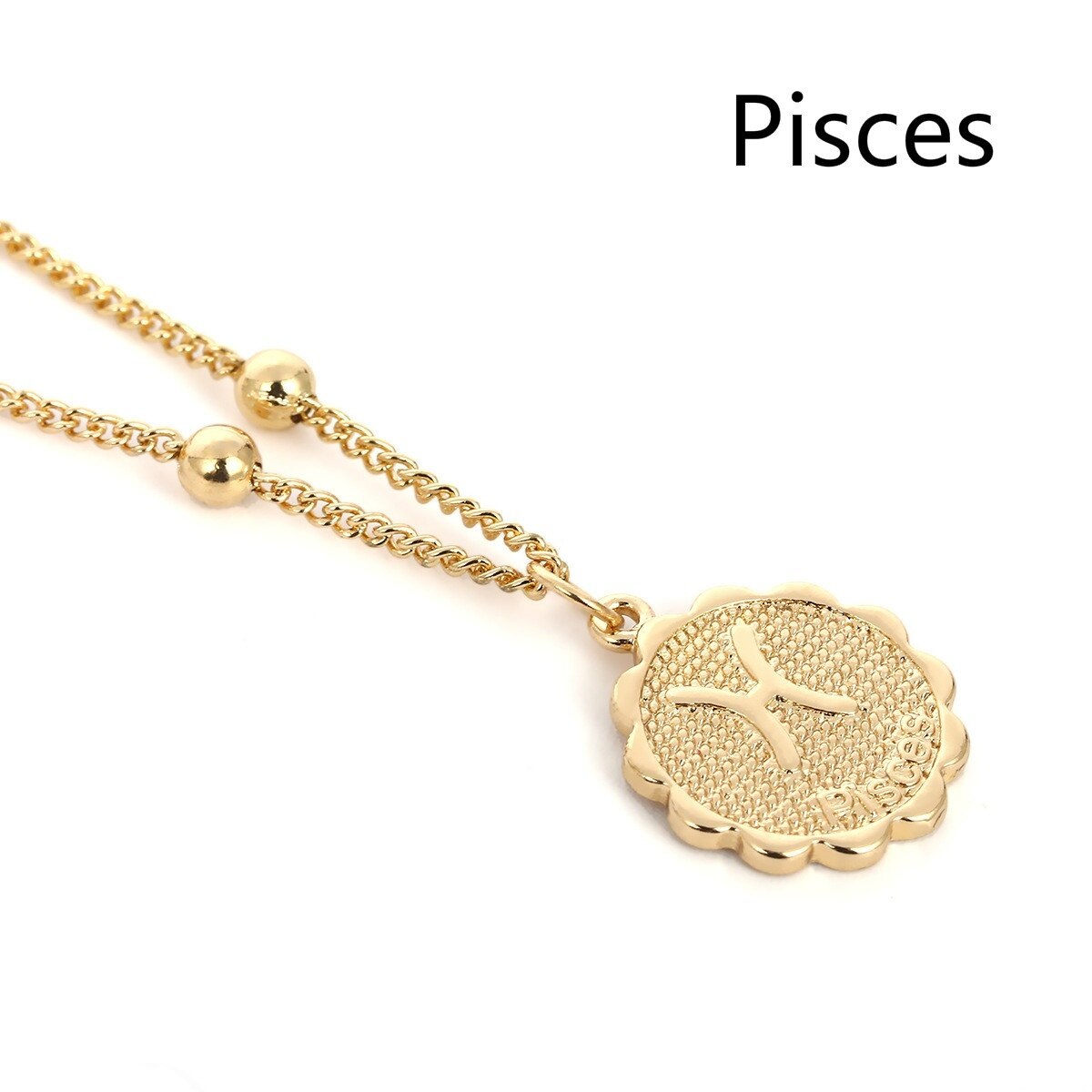 12 Constellation Necklace Zodiac Stainless Steel Coin Necklace Necklaces Pendants Jewelry: Pisces / gold