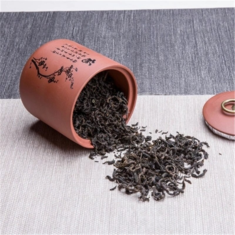 Ceramic Tea Canister Tea Pot Ceramic Yixing Zisha Pu'er Tea Jar Chinese Style Restoring Ancient Ways Porcelain Can Easy To Carry