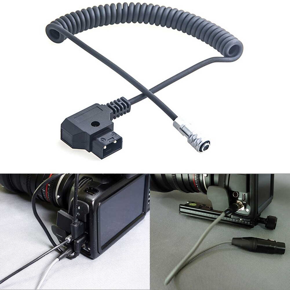 Cable de alimentación de 2 pines para cámara de cine de bolsillo, Cable de resorte duradero portátil a BMPCC 4K, seguro y práctico, ABS Flexible, 14,8 V