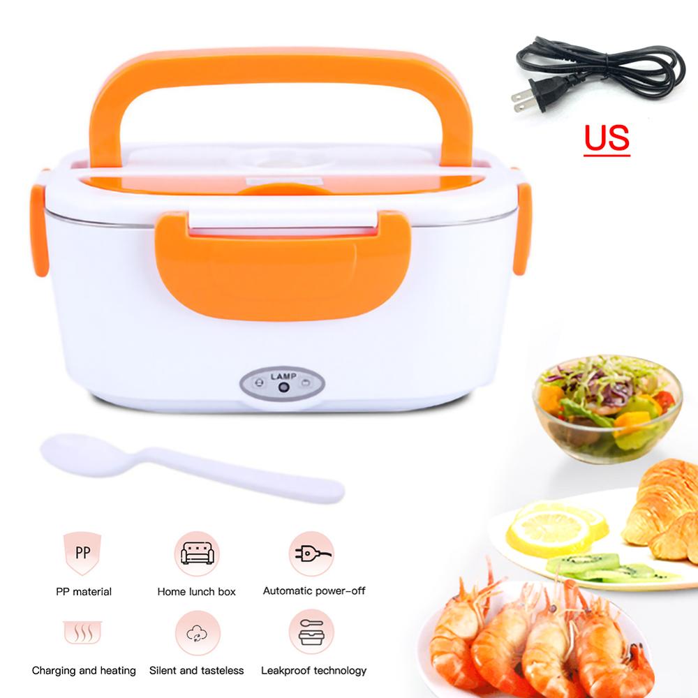 1.5L Elektrische Verwarming Lunchbox Huis & Auto 12V 220V Plug-In Lunchboxen Plastic Of Stalen voedsel Container Draagbare Gerecht Bento Box: Orange US