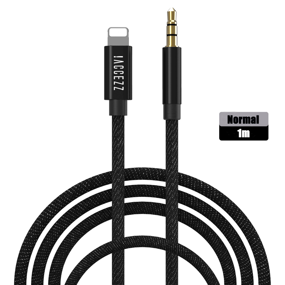 !accezz 3.5mm jack bil aux kabel 3.5 mm hane  to 8 stift för iphone 12 11 pro xs max xr teleskopfjäder ljudkabel hörlurssladd: 1m normala