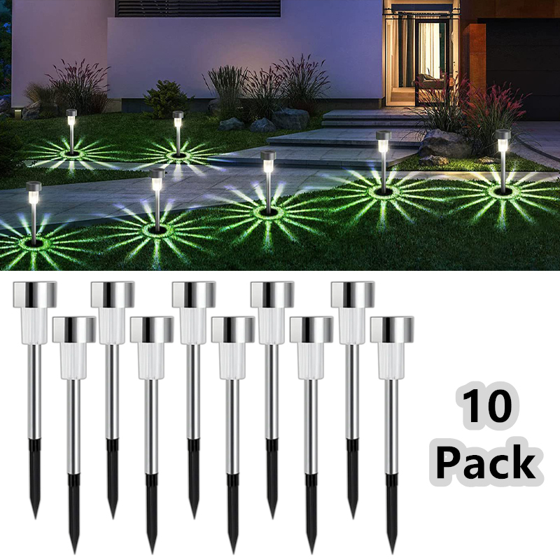 10- pakning solcelledrevne utendørslys hagelykter solcelledrevet lampe vanntett landskapsbelysning gangsti hage plen hagedekorasjon: Hvit