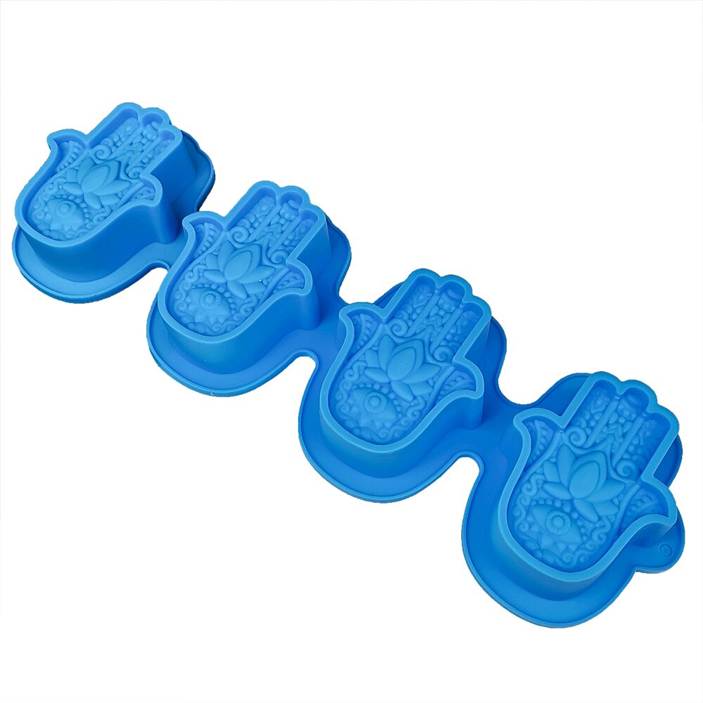 Lotus bergamot blomst håndlavet sæbe silikone form gør-det-selv hånd af fatima kageform lys krystal epoxy form kage dekoration: Blå