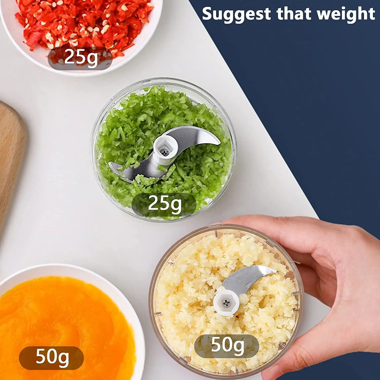 100ml/250ml elektriska köttköttkvarn vitlökshackare roterande vitlökspress kross grönsaks- och lökskärare kökstillbehör