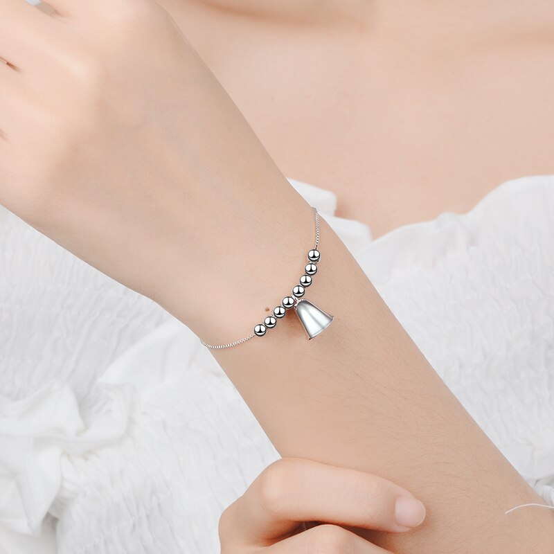 Anenjery zilveren bedels kralen armbanden schattige kleine bel armband voor vrouwen pulseira feminina s -b220