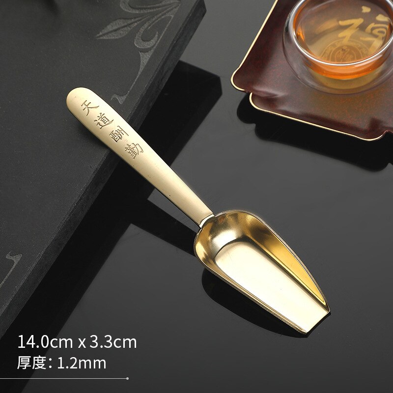 Chinese Tea Spoons Copper Tea Scoop Spoon Tea Leaves Chooser Holder Chinese Kongfu Tea Accessories Tools: Light Green