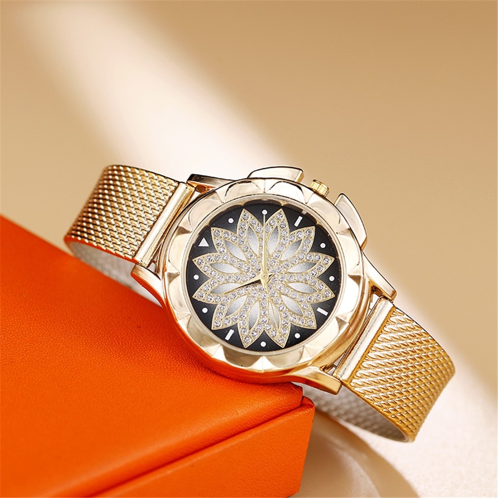 Vrouwen Horloges Mode Dames Stalen Riem Horloge Wilde Dame Creatieve Mode Mode Vrouwen Rose Gouden Bloem Strass Horloges