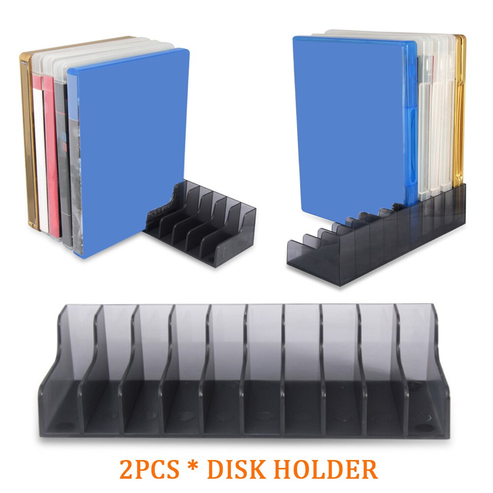 2pcs Storage Stand ABS Plastic Organizer CD Disk Holder Box Game Card Home Black Support Bracket Practical For PlayStation 4