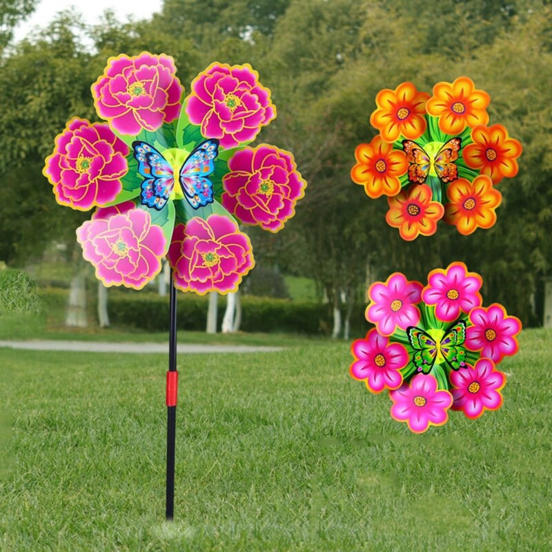 Flower Windmill Wind Spinner Pinwheels Home Garden Yard Decoration