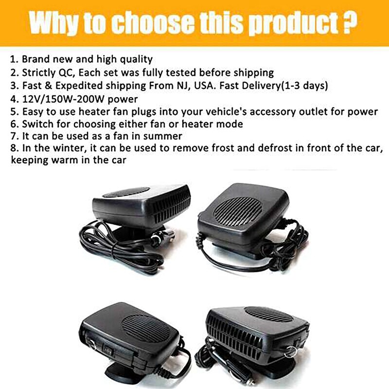 2 in 1 Car Heater Air Cooler Fan Windsn Demister 24V Defroster Electric Heating Portable Good Auto Dryer Heated