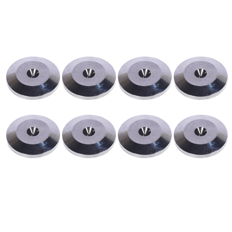 8 stk. 25 x 5mm universelle aluminiumslegering højttalerspikes puder højttaler støddæmper base pude isolering stativ fødder konus base måtter: Sort