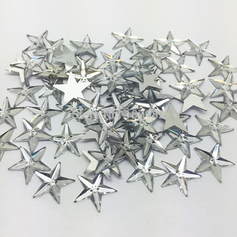 1000pcs Silver 15mm Star Gems Flatbacks Resin Cabochons Christmas Crafts Embellishments Scrapbooking Cardmaking
