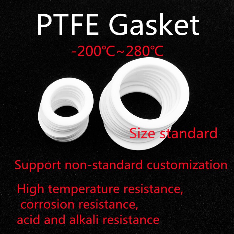 PTFE Gasket DN10 DN15 DN20 DN25 DN32 DN80 DN100 DN150 DN300 DN400 High Temperature Resistant Union Seal Ring PTFE Flange Gasket