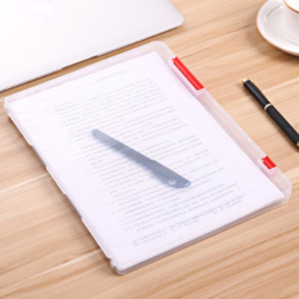 Scatola di immagazzinaggio trasparente A4 portatile file di riempimento di documenti in plastica trasparente organizzatori di carta da tavolo impermeabili forniture per ufficio: Rosso