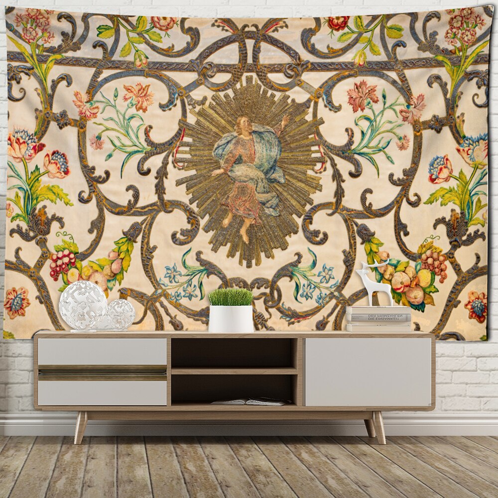 High-end Khaki Background Pattern Wall Hanging Indoor Home Tapestry Retro Series Tapestry Wall Hanging Decor