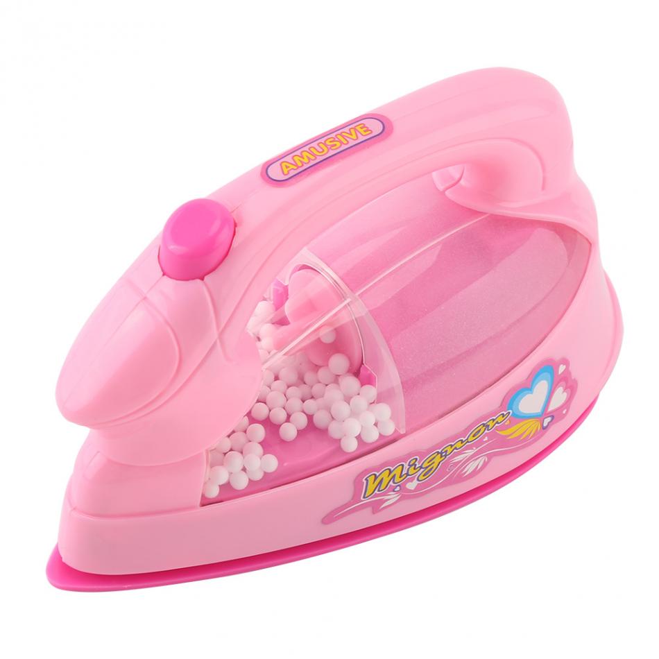 1Pc Pretend Play Mini Elektrische Ijzer Plastic Roze/Blauw Safrty Plastic Licht-Up Simulatie Kids Kinderen Meisje huishoudelijke Apparaten Speelgoed