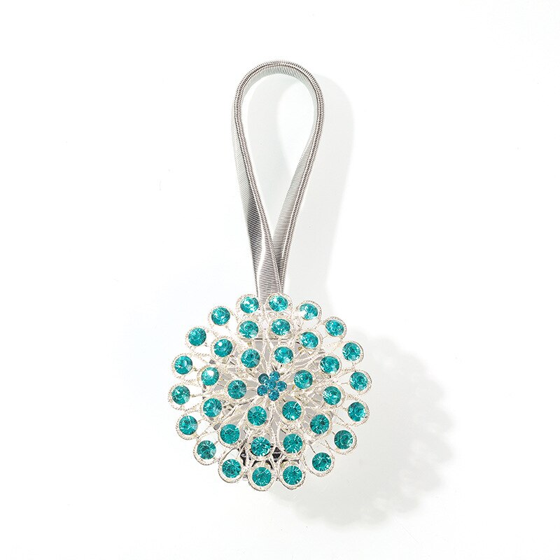 1pcs Flower Shape Rhinestones Magnet Curtain Tieback Magnetic Curtains Buckle Window Screening Ball Clip Holder Home Accessories: E