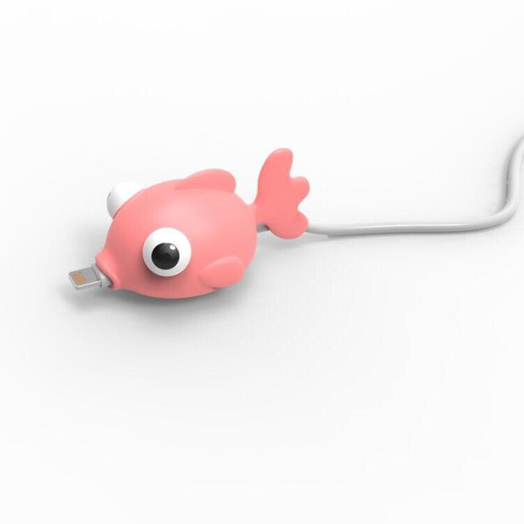 1Pc Phone Charging Cable Organizer Cute Animal Bite Wire Cord Protector Winder Cover for Phone Cable Protection Accessories: Pink Goldfish