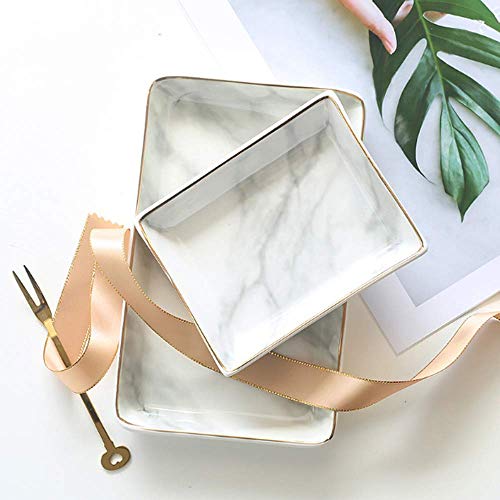 Keramiske firkantede lyserøde hvide smykker fade plader ringe slik slik hjerteformet opbevaringsbakke snack bryllupsdekoration håndværk