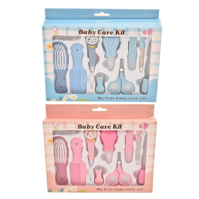 Kit de cuidados infantis com tesoura e pentes, 10 unidades, conjunto de cuidados para bebês, infantil, tesoura, cortador de unhas, escova de cabelo