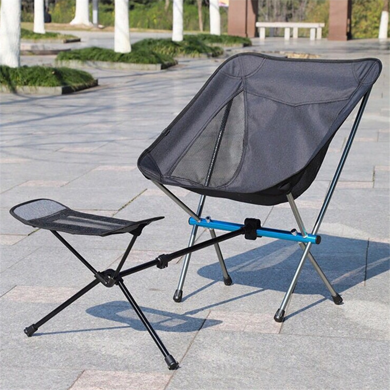 Outdoor Opvouwbare Camping Vissen Stoel Voetsteun Portable Fauteuil Intrekbare Been Stoel Camping Bbq Vissen Picknick Stoel Kruk