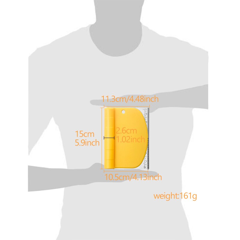 2 In 1 Stainless Steel Bench Scraper Set Pastry Dough Scraper With Scale Silicone Bowl Scrapers Bread/Pizza Dough Cutter 051