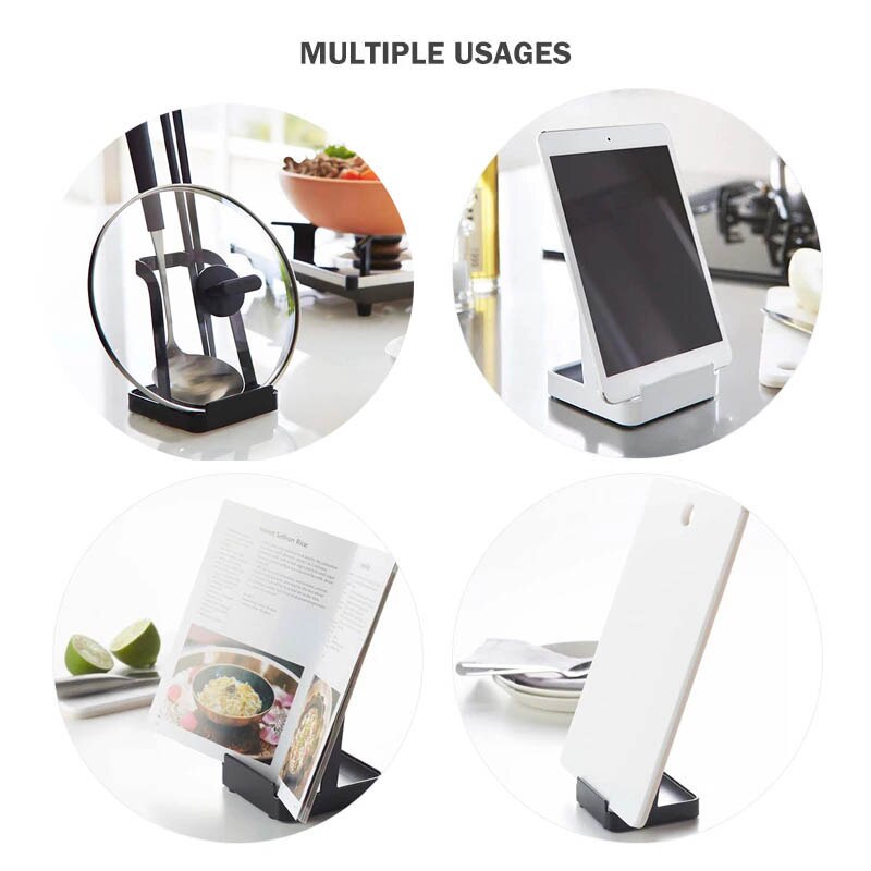 In Stock Kitchen Pot Cover Rack Kitchen Utensil Stand Pot Lid Shelf Cooking Storage Spoon Spatula Ladle Holder Cookbook Stand