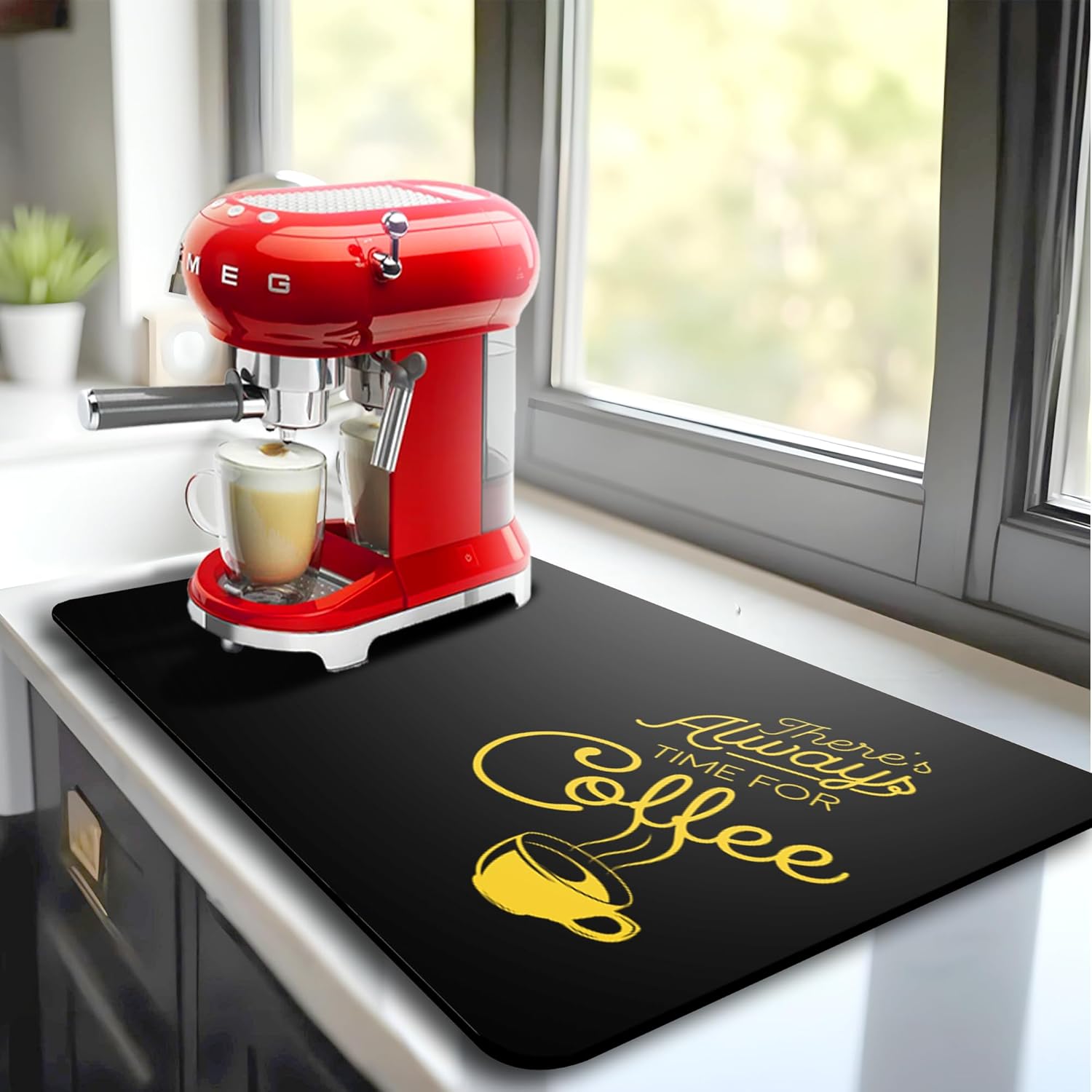 VIKAMA Koffiebar Droogkleed met waterdichte rubberen achterkant Geschikt onder koffiezetapparaat Machine Espresso Keukenaccessoires Thuiskleed: 80x40 cm / Rood