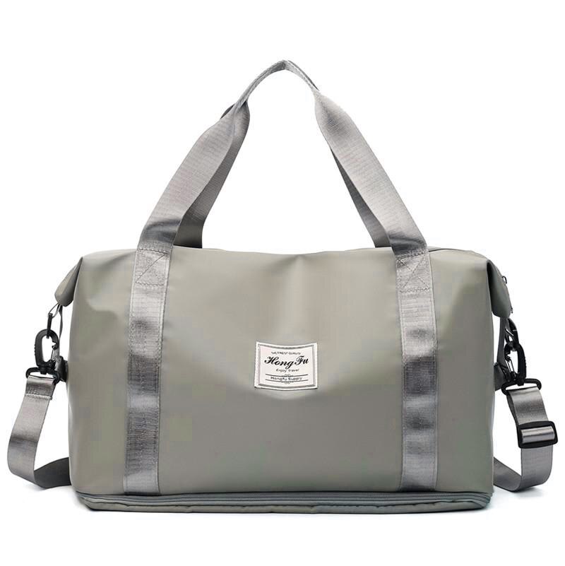 Wasserdicht Sport Fitness Tasche Einstellbare Fitnessstudio Yoga Tasche Große Reisetasche Handtasche für Frauen Wochenende Reisen tasche Bolsa Sack: grau Grün