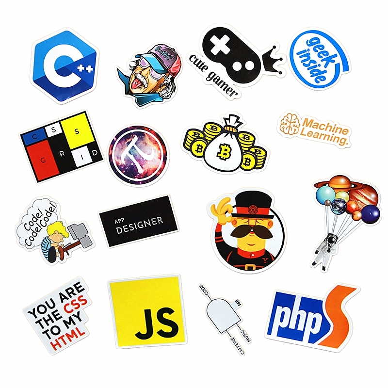 100 Pcs Internet Programmering Stickers Voor Laptop Programer Wetenschap Js Php Taal C Cloud Docker Ontwikkelaar Sticker