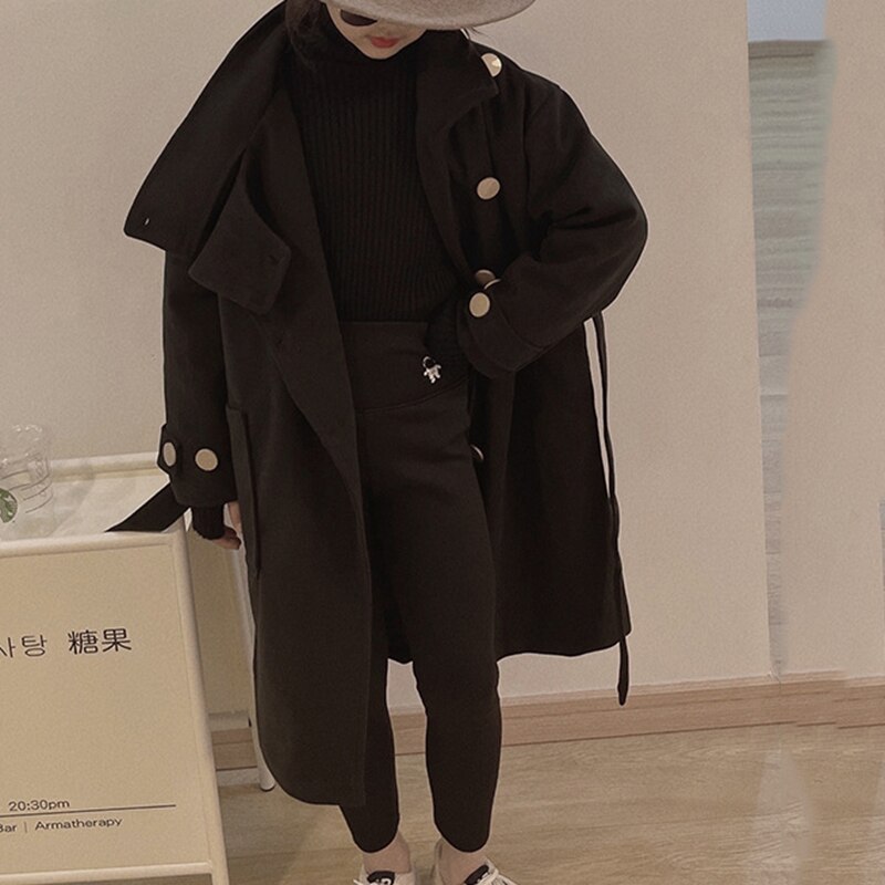 2022 primavera inverno bambini ragazze cappotto caldo di lana moda per bambini miscele di lana cappotto Casual per bambini ragazza giacche lunghe 6-14Y