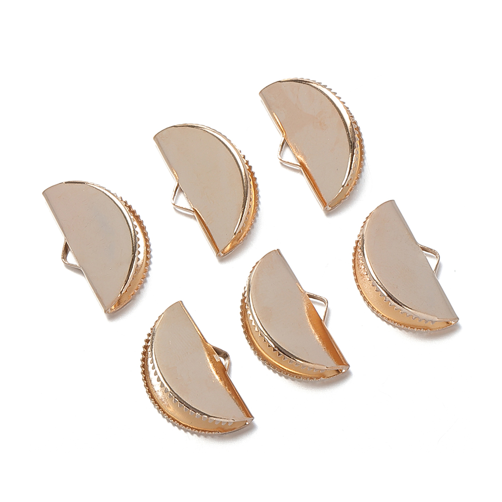50 pz/lotto perline a crimpare Cove catenacci tappi terminali corda nastro in pelle Clip pieghevole connettori forniture per risultati di gioielli fai da te: Kc gold / 15mm