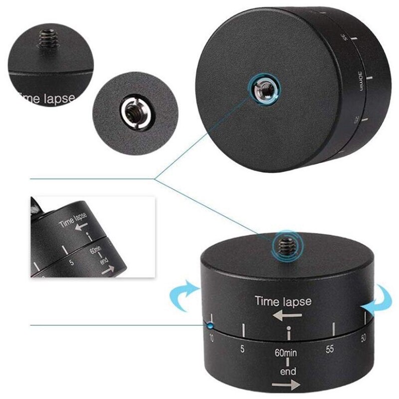 360 degrés Rotation automatique Go Pro accessoires 60Min photographie retard inclinaison tête minuterie pour GoPro7/6/5/4 SJ4000 Yi4K