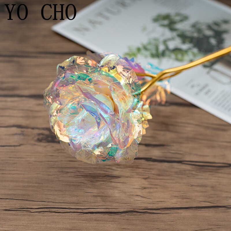 Galaxy Rose Eternal 24K Gold Flower Foil Plastic Artificial Roses Valentines Day Beauty Golden Flowers for Wedding Decor