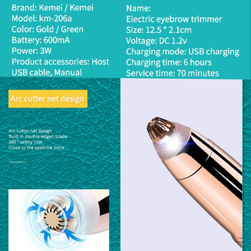 Originele Oplaadbare Elektrische Wenkbrauw Epilator Vrouwen Pen Trimmer Facial Scheerapparaat Neus Oor Vrouwelijke Ontharing Wenkbrauw Shaper