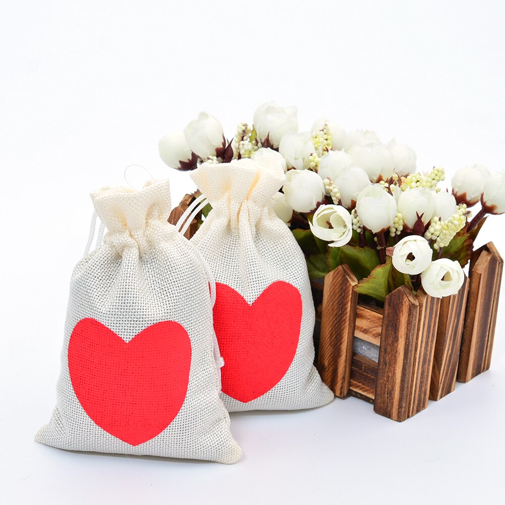Petit sac de petites friandises de mariage en toile de jute en Jute, avec cordon, pour bonbons, bijoux, café, décor de noël,