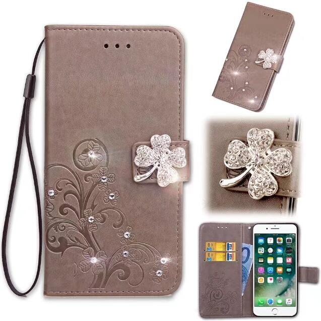 Abdeckung Telefonkasten Für Nokia Lumia 930 5,0 "N930 Flip Pu-leder TPU Shell Klee Diamant Stil Holster Tasche Kick High: Jewelled Gray