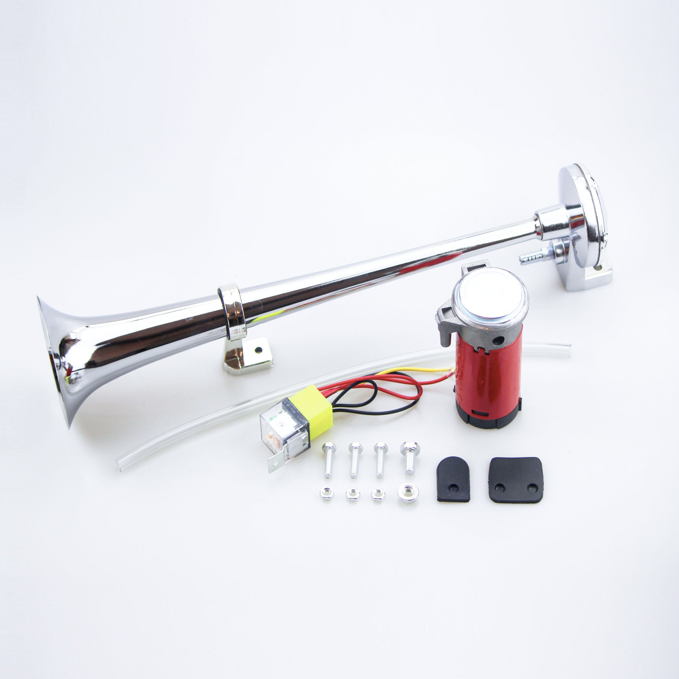 12V / 24V 17 cali 150DB trąbka pneumatyczna ze sprężarką, klakson, róg ciężarówki, pociąg morski, motocykl, motocykl: 24 v / With red motor