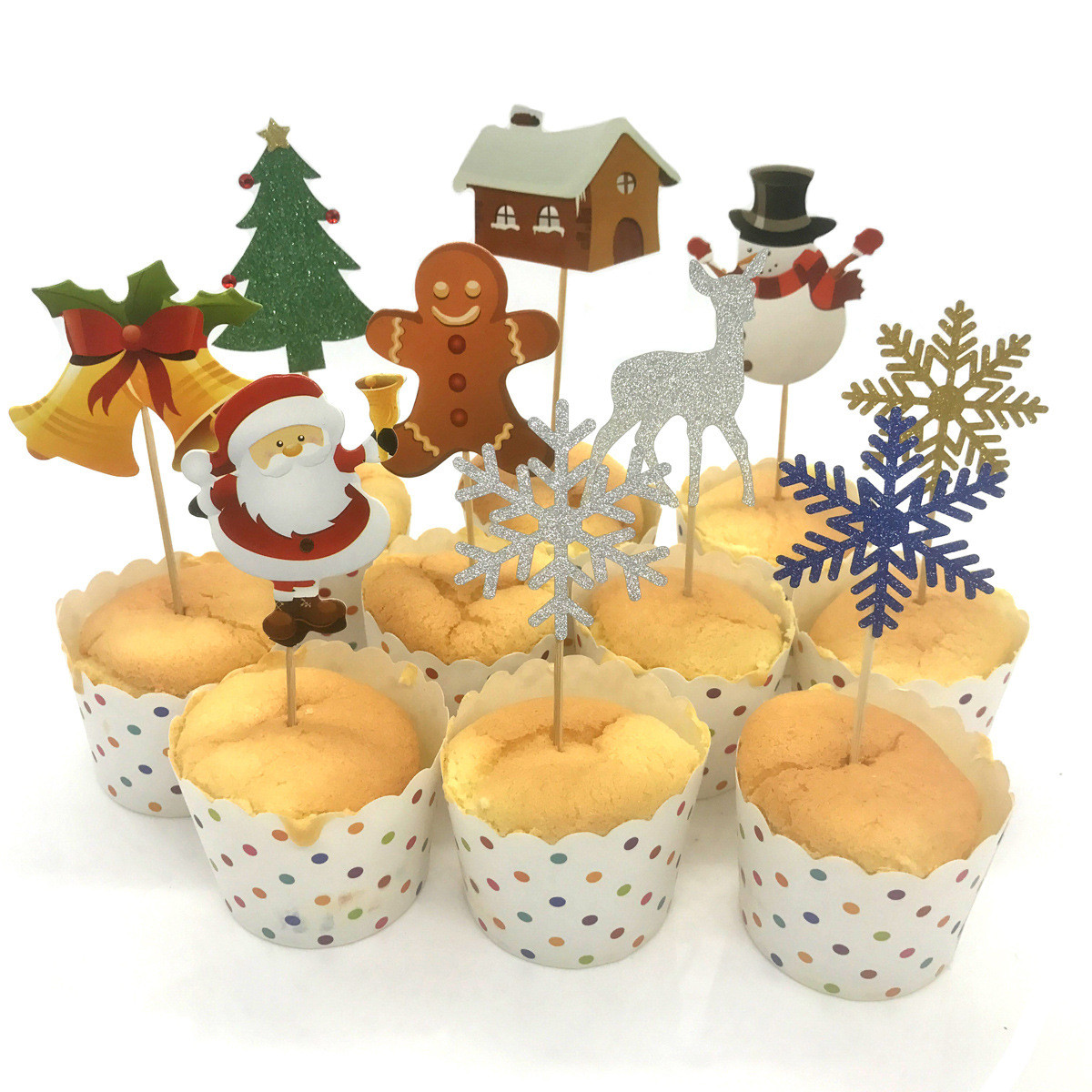 Christmas Cupcake Cake Toppers Cake Insert Flags for Party Baking Photograph Cake decorating tool use for festival#1975