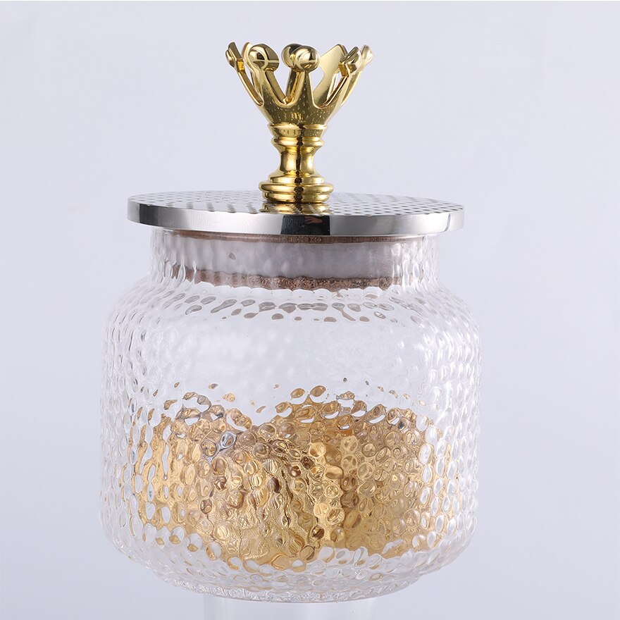 Tarros de vidrio a prueba de polvo lata de almacenamiento transparente con cubierta de vidrio de caramelo contenedores de botellas sellado tanque de almacenamiento de té y café: C--small