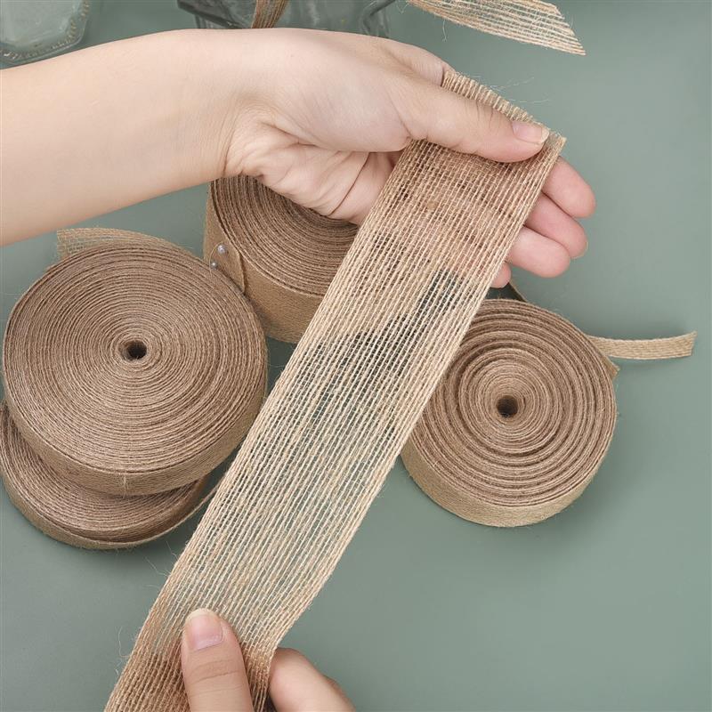 10M/Roll Jute Jute Rollen Hessische Lint Met Kant Vintage Rustieke Bruiloft Decoratie Party DIY Ambachten Kerstcadeau verpakking