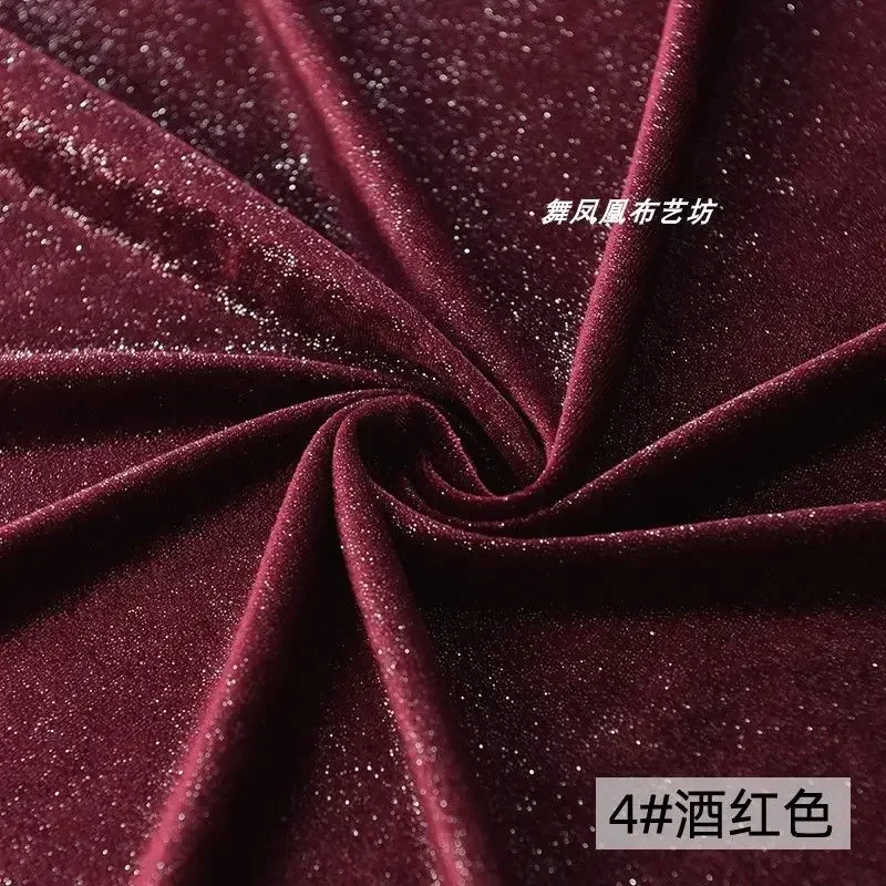 4 Sides Stretch Shiny Velour Fabric By The Meter for Dress Clothes Decoration Sewing Sequins Velvet Cloth Soft Smooth Blue Black: grey
