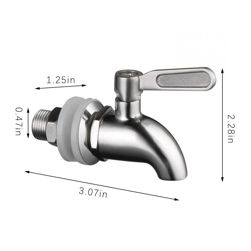 1Set 12Mm 16Mm Drink Dispenser Tap Drank Wijn Vat Kraan Spigot Water Roestvrij Staal Sap Koffie Kranen zilver Kraan: A 12mm