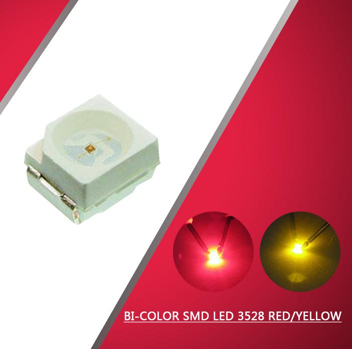 evemodel 100pcs 3528 SMD LED Bi-Color Red-Blue / Yellow / Green / White LEDs 1/35 model train railway modeling: Red and Yellow