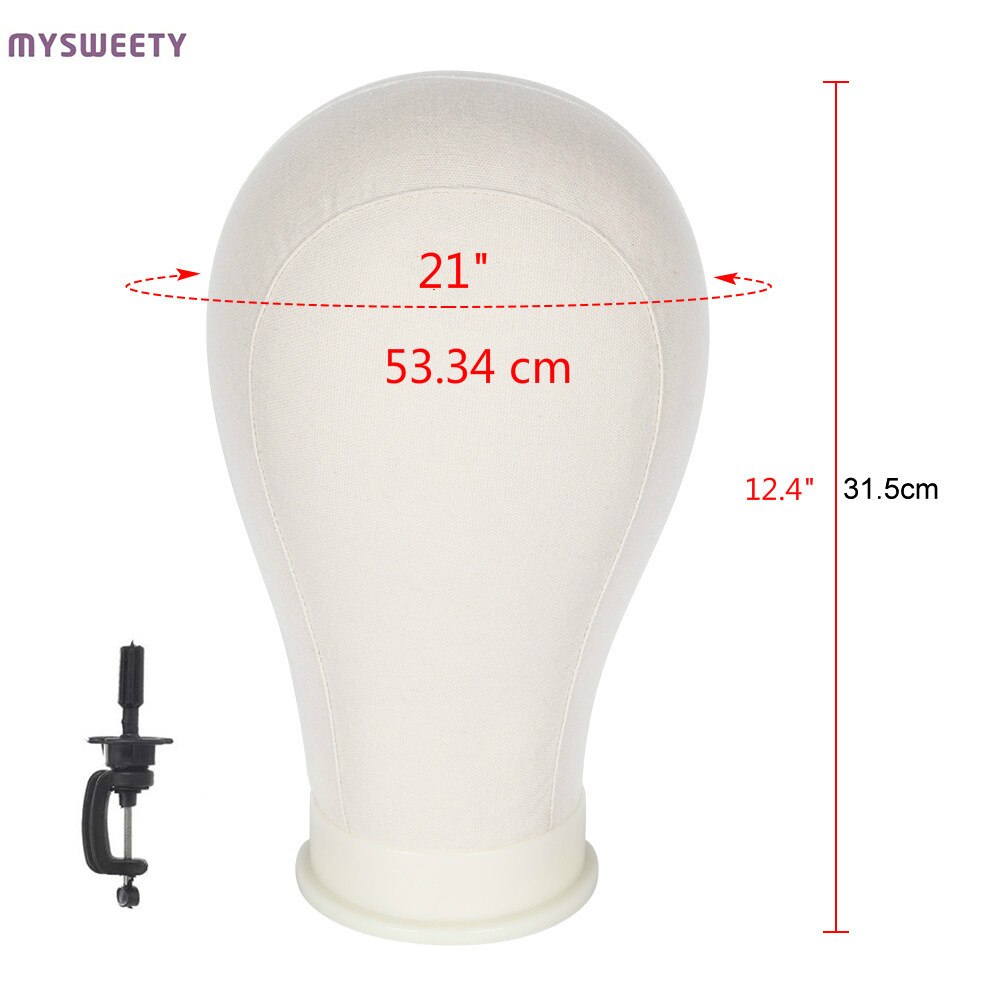 21 "Cabeza de bloque de lienzo para extensiones de cabello pelucas de encaje estilo de exhibición maniquí cabeza soporte para pelucas Fress obtener T Porta agujas