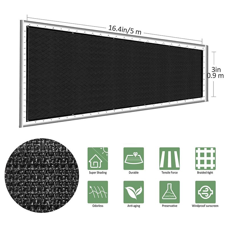 Balcony Privacy Sn Wind Breaker Garden Sn for UV, Sun & Wind Protection PE Outdoor Sn Black 90X500cm